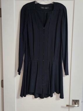 Proenza Schouler Black Long-Sleeve Pleated Tunic Dress